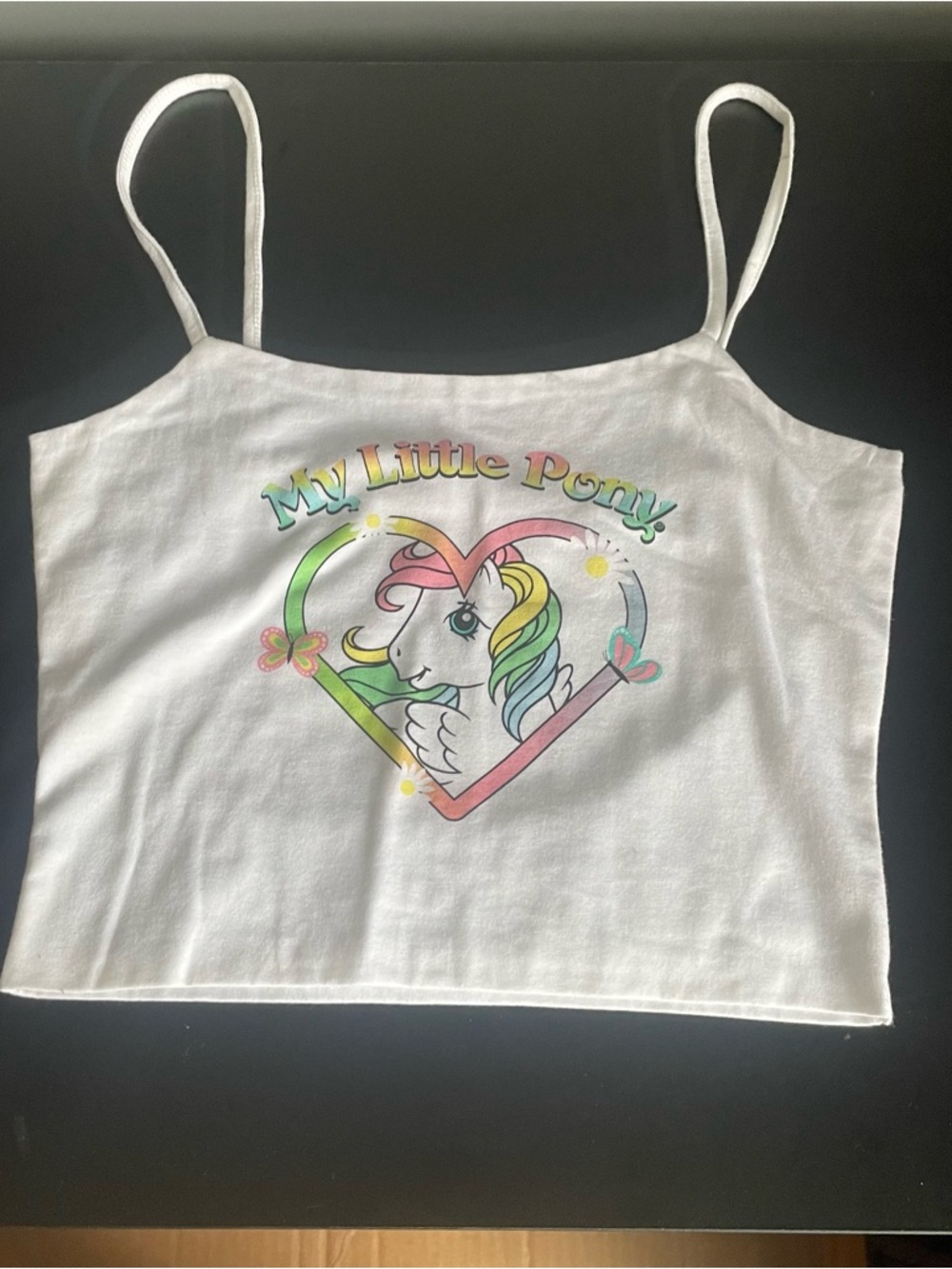 My Little Pony White Rainbow Heart crop Tank Top large